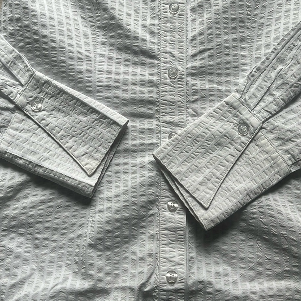 Finley White Button Down Tunic Blouse Raised Stri… - image 5